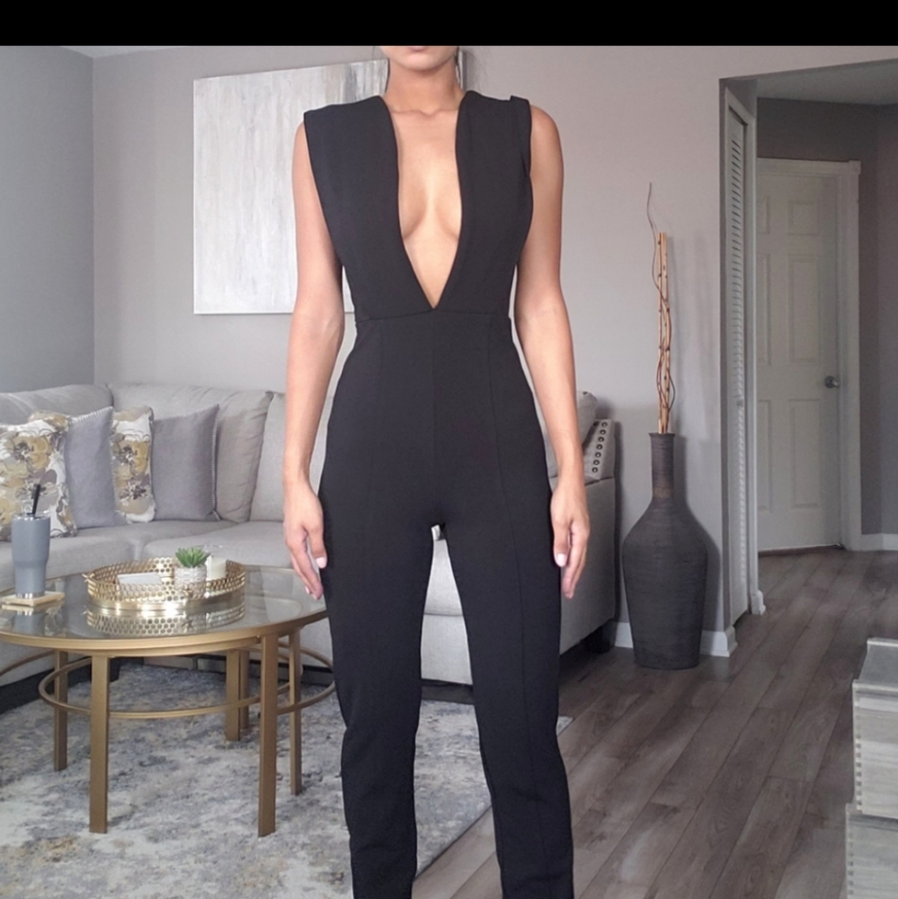 New Sexy Plunge V Neck Black Jumper!